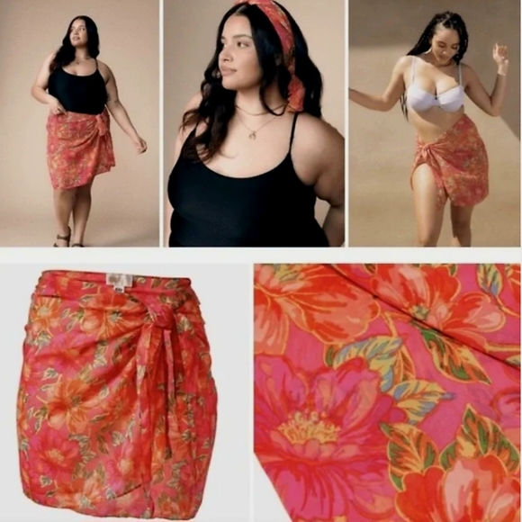 ☀️🆕️☀️ BEACH RIOT Melanie Sarong in Miami Peony- Plus Size - Picture 2 of 4